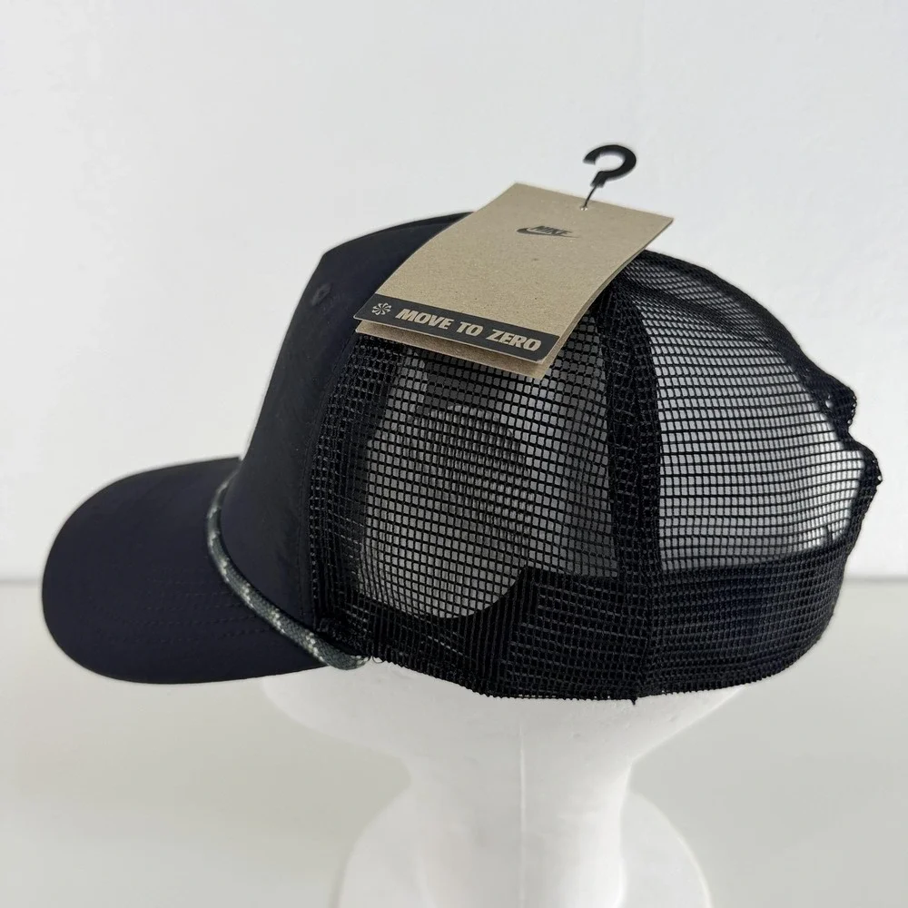 Nike Hat Cap Snap Back L Mens Black Rise Cap Bear Mountain Rope Mesh Trucker